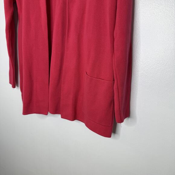 Talbots Sweater Womens Large Pink Open Front Cardigan Lightweight Pockets Casual - Picture 3 of 8